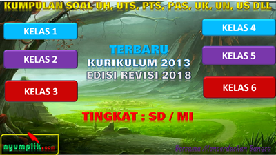 Download Bank Soal SD Kelas 1,2,3,4,5,6 Kurikulum 2013 Revisi 2018