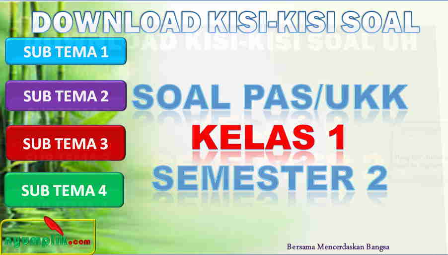 Kisi-kisi PAS/UKK Kelas 1 Semester 2