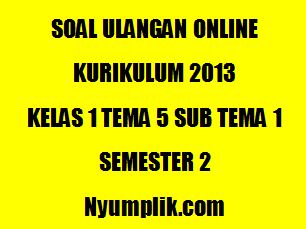 Soal Online K13 Kelas 1 Tema 5 Sub Tema 1 Semester 2