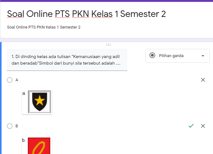 Soal Online PTS PKN Kelas 1 Semester 2